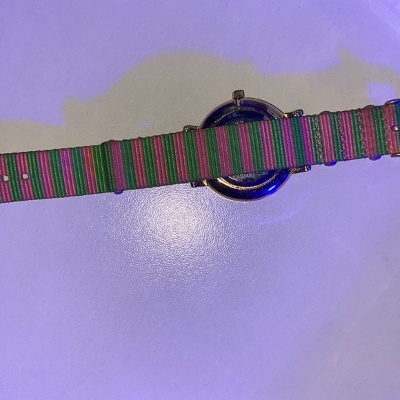 pink and green watch with gold and white watch face - Picture 5 of 5